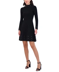 Vince Camuto Women's Embellished Mock Neck Dress
