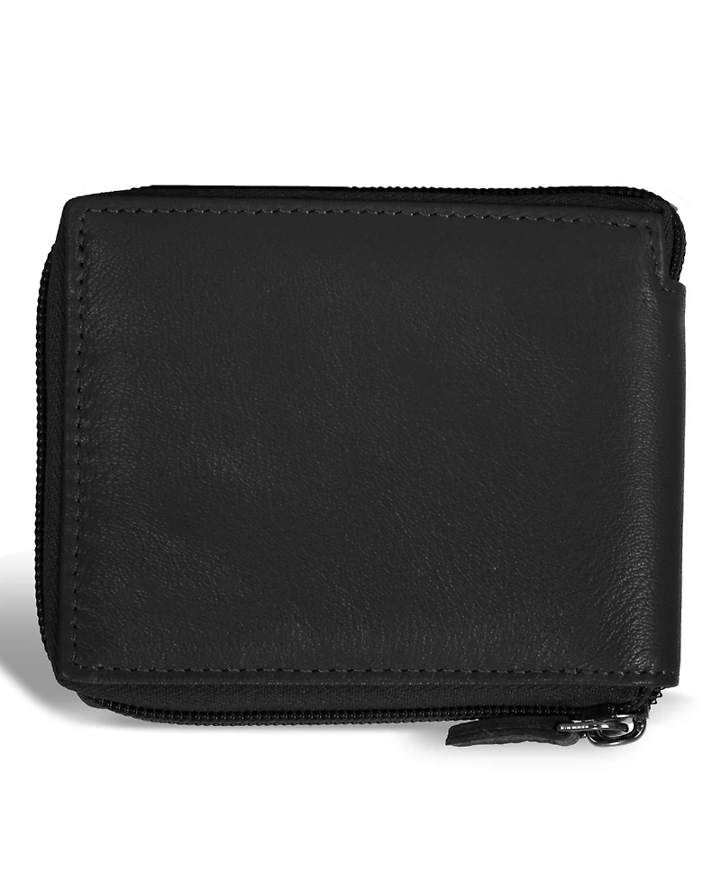 Champs Men's Onyx Collection Leather Zip Around Wallet
