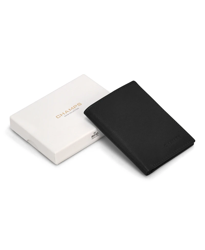 Champs Men's Onyx Collection Leather Vertical Slim Wallet