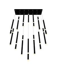 Cwi Lighting 46" Metal Flute 14 Light Led Chandelier
