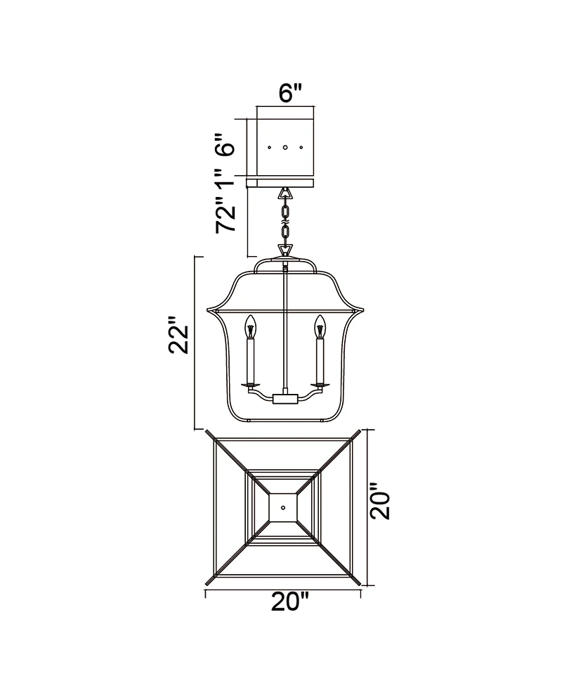 Cwi Lignting 22" Metal Tudor 6 Light Chandelier