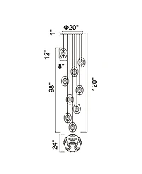 Cwi Lighting 98" Metal Iris 9 Light Pendant