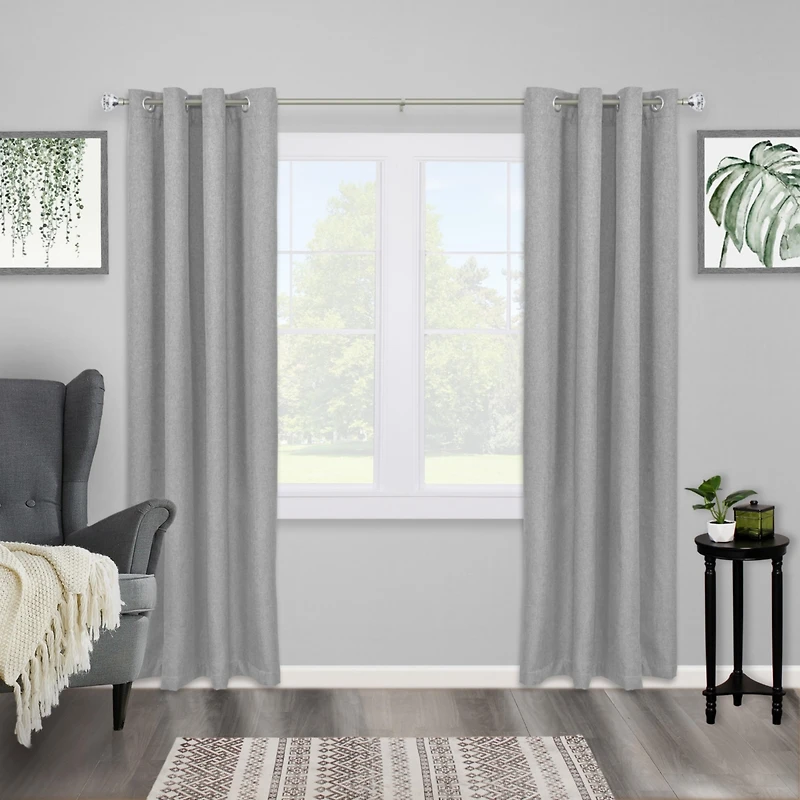Kenney Nadia Premium Decorative Curtain Rod - Stylish 1 Inch Brushed Nickel with Elegant Diamond Finials