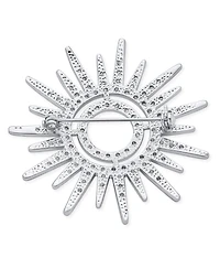 Bling Jewelry Summer Flaming Sunshine Micro Pave Cz Starburst Celestial Sunburst Sun Pin Brooch Brass