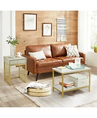 Skonyon 2 Pieces Modern Nesting Coffee Table Set with Drawer and Shelf