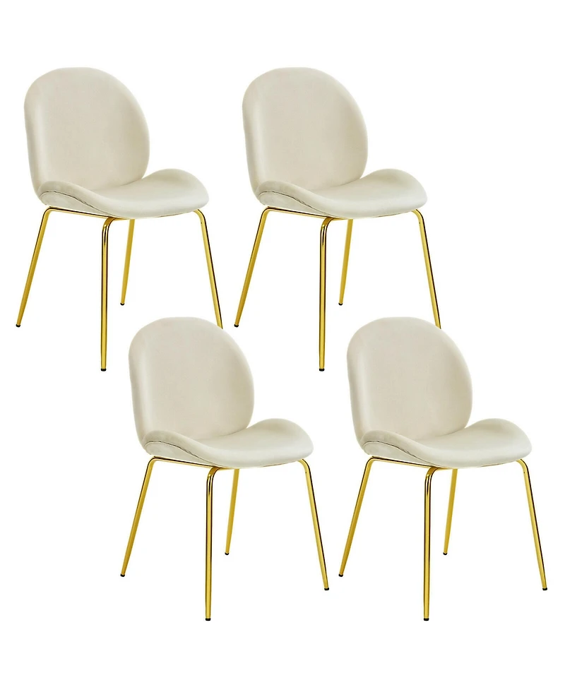 Gymax 4PCS Velvet Dining Chair Accent Leisure Armless Side Green