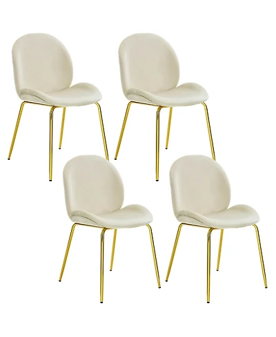 Gymax 4PCS Velvet Dining Chair Accent Leisure Armless Side Green