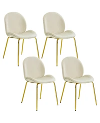 Gymax 4PCS Velvet Dining Chair Accent Leisure Armless Side Green