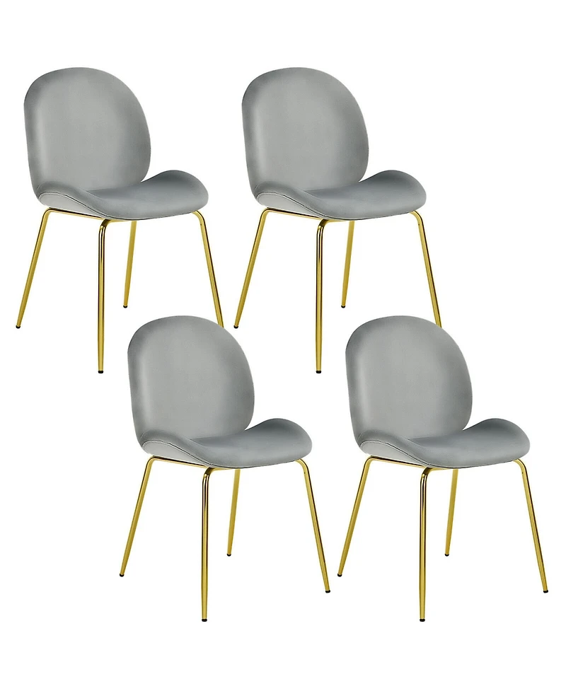 Gymax 4PCS Velvet Dining Chair Accent Leisure Chair Armless Side Chair Green