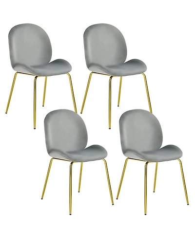 Gymax 4PCS Velvet Dining Chair Accent Leisure Chair Armless Side Chair Green