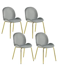 Gymax 4PCS Velvet Dining Chair Accent Leisure Chair Armless Side Chair Green