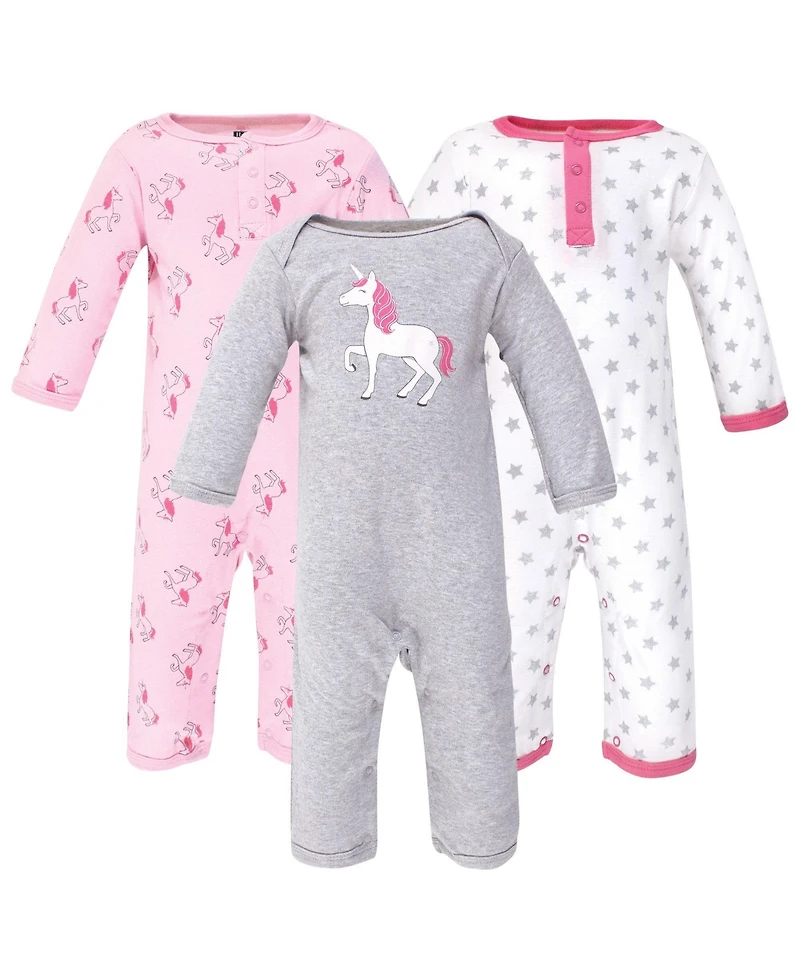 Hudson Baby Baby Girls Hudson Cotton Coveralls 3pk