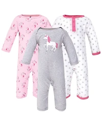 Hudson Baby Baby Girls Hudson Cotton Coveralls 3pk