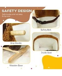 Qaba Baby Rocking Horse, Kids Ride on Horse w/ Sound, Safety Belt, Brown