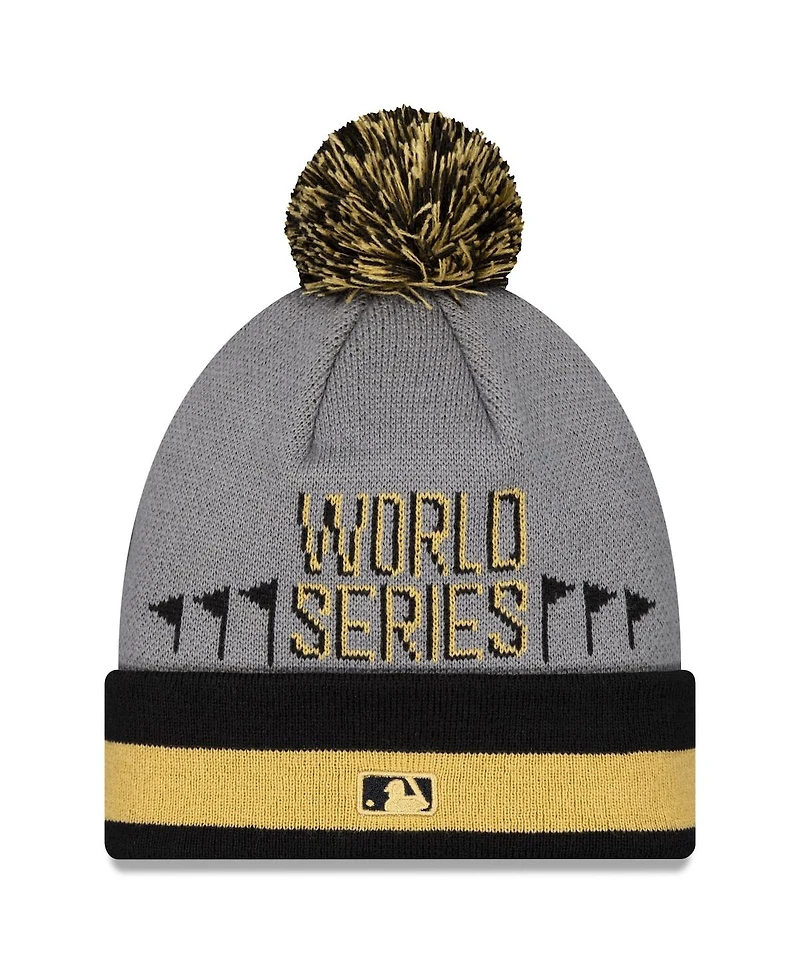 New Era Men's Gray New York Yankees 2024 American League Champions Locker Room Cuffed Knit Hat with Pom