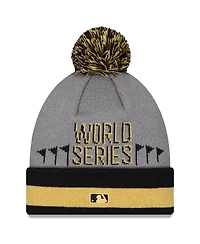 New Era Men's Gray New York Yankees 2024 American League Champions Locker Room Cuffed Knit Hat with Pom