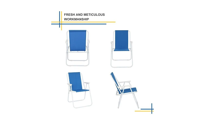 Slickblue Blue Oxford Cloth Iron Outdoor Beach Chair – Lightweight and Durable for Relaxing by the Water