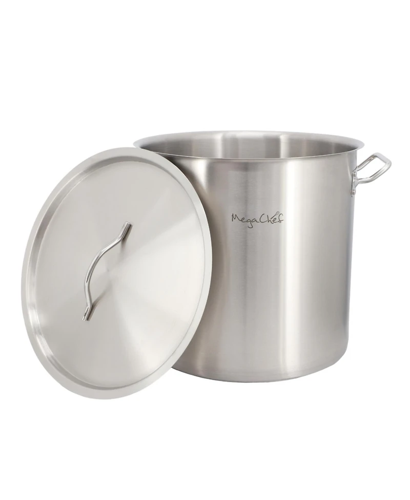 MegaChef Professional Kitchen Quart Round Stainless Steel Stock Pot with Lid