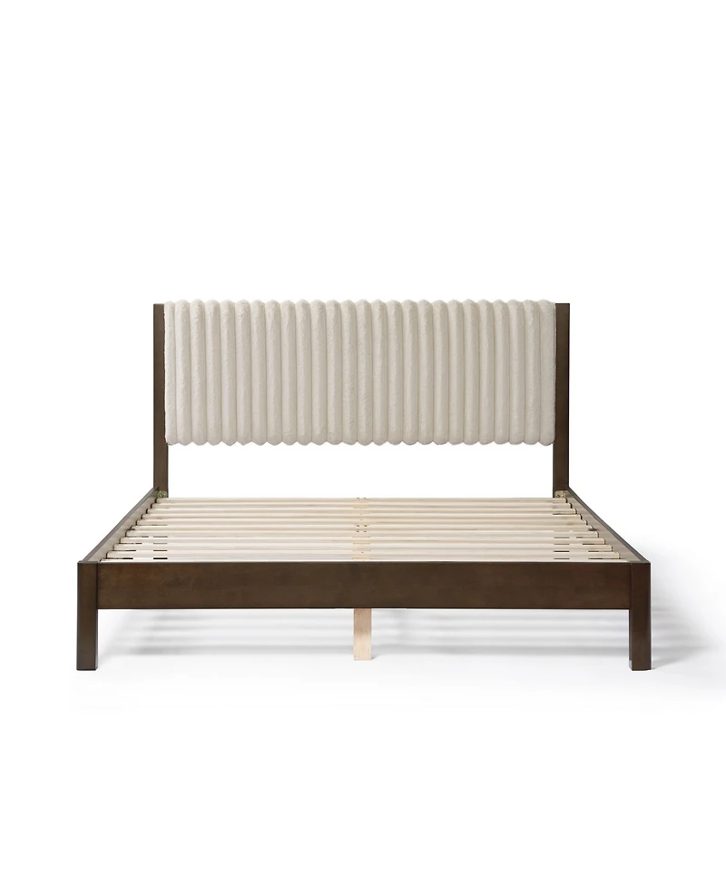 Furniture of America Alder Queen Platform Bed with Corduroy Fabric Upholstery