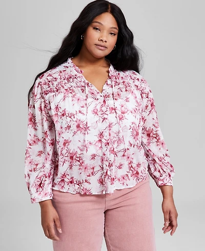 And Now This Trendy Plus Size Ruffled Button-Front Top, Exclusively at Macy's