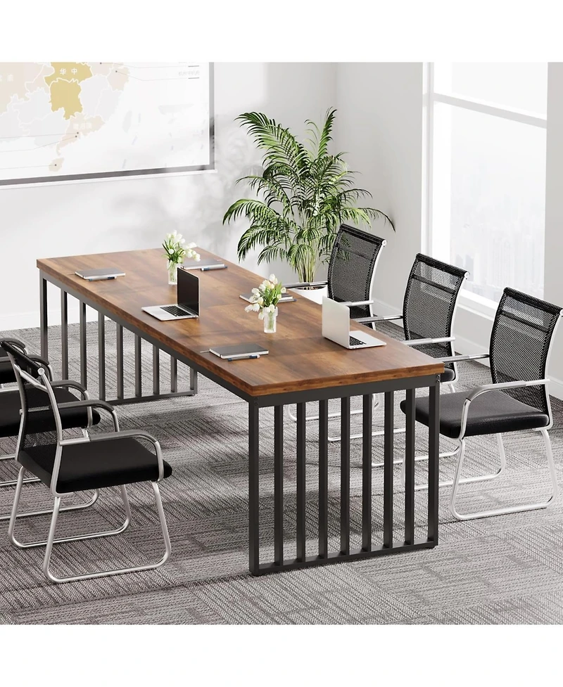 Tribesigns 6.56 ft Conference Table for 6-8 People,Industrial Long Business Table, Large Rectangle Meeting Seminar Table
