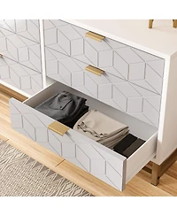gaomon Grey Dresser for Bedroom, 6 Drawer Dresser with Metal Legs, Wood Dresser Chest Organizer with Wide Storage