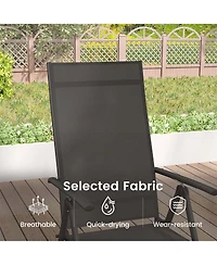2 Pcs Patio Folding Dining Chair with 7-Level Adjustable High Backrest for Garden