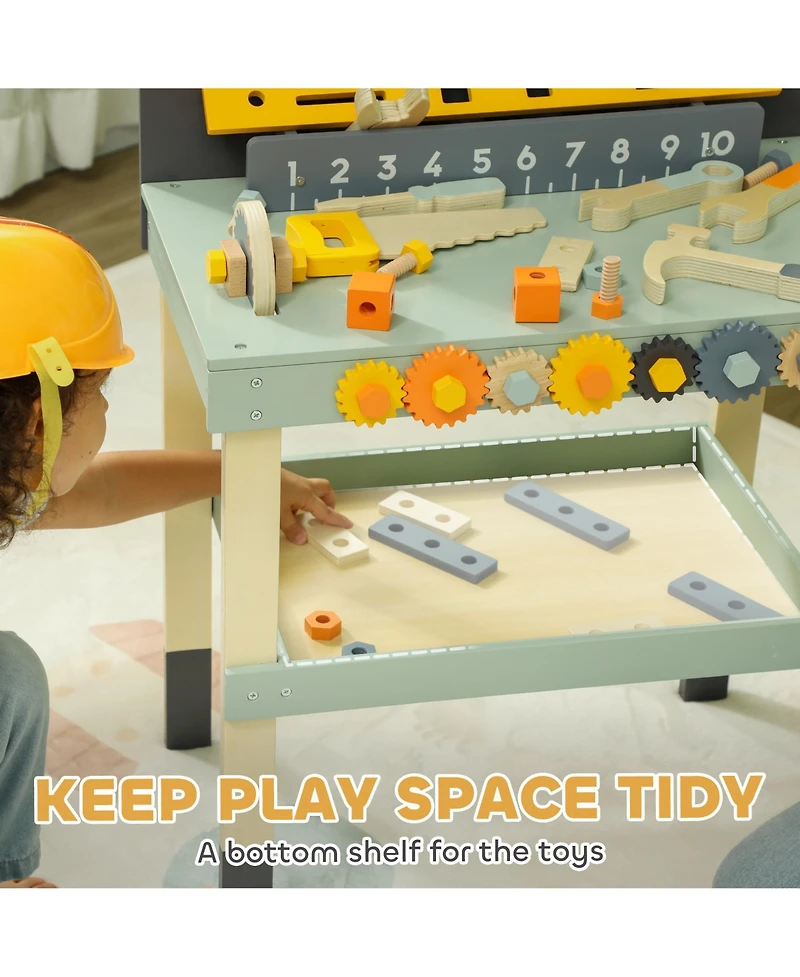 Qaba Toddler Tool Set, 49 Piece Kids Tool Bench Workbench Playset for 3-6