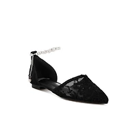 Shrami Pearl & Rhinestone Strap Flat Sandals