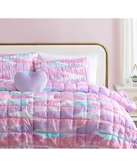 Alex + Bella Staci Swirl Pink -Piece Soft Embellished Microfiber Comforter Set