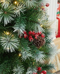 Glitzhome Pre-Lit Pine Artificial Christmas Porch Tree, 4 Feet