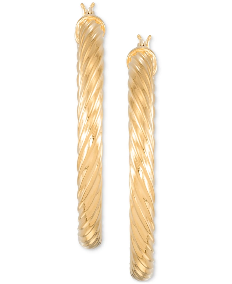 Simone I. Smith Rope Hoop Earrings in 18k Yellow Gold Over Sterling Silver (45mm)