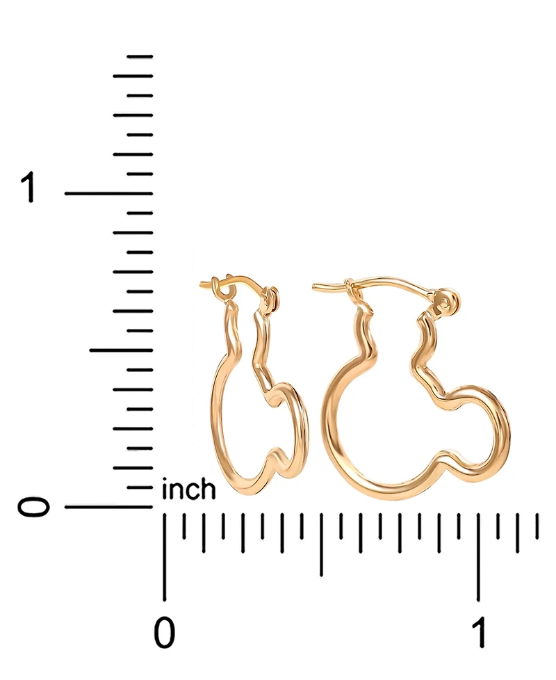 Disney Mickey Mouse Silhouette Small Hoop Earrings in 10k Yellow Gold (3/4")