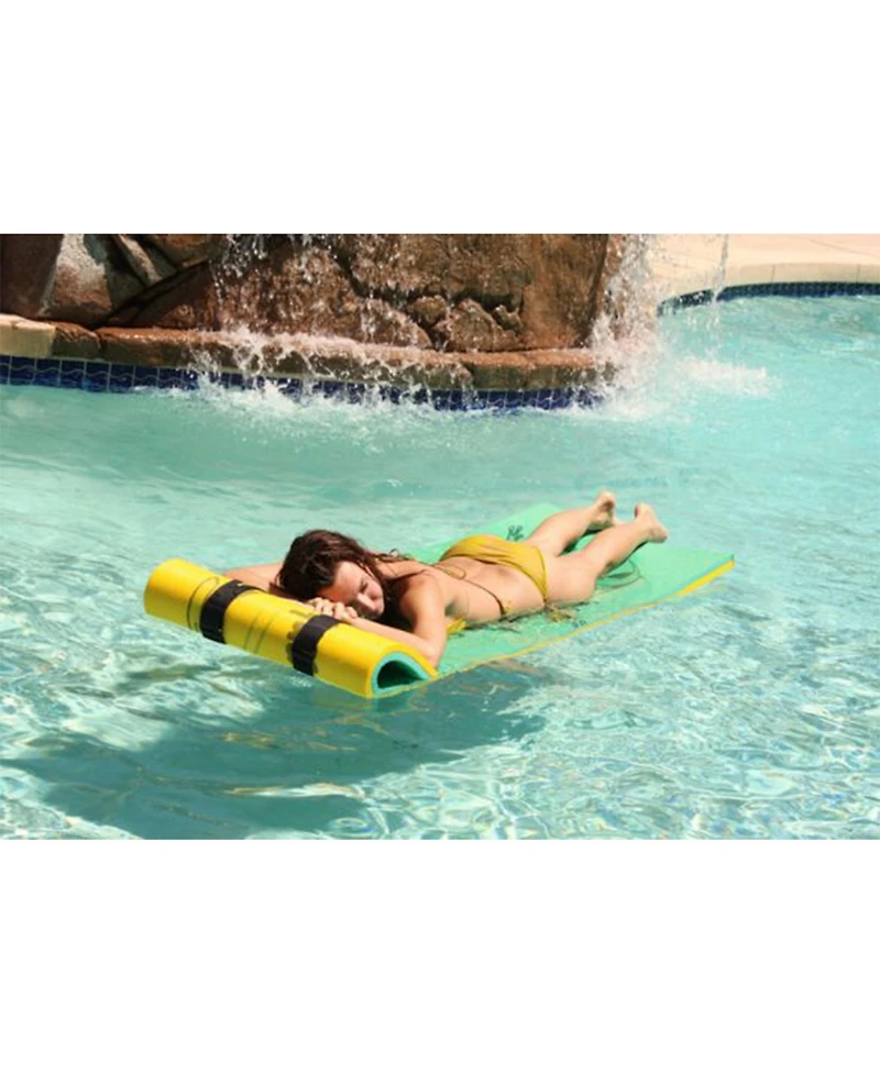 Aqua Lily Pad Tadpole Single Adult Floating Foam Pool Lounger Mat, Green/Yellow