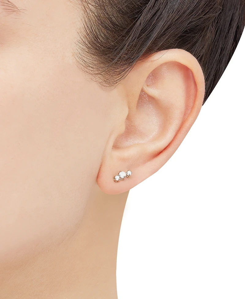 3-Pc. Set Lab-Created Opal (7/8 ct. t.w.) & Lab-Created White Sapphire (7/8 ct. t.w.) Stud & Drop Earrings in Sterling Silver