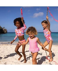 Snapper Rock Big Girls Blooming Sunset Sustainable Crop Ls Rash Set