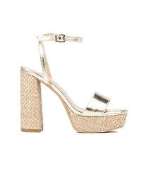 Odalina Women's Raffia Platform Heel Sandals