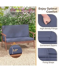 4 Piece Outdoor Acacia Wood Conversation Set with Soft Seat and Back Cushions-Gray