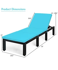 Sugift Patio Rattan Cushioned Height Adjustable Lounge Chair-Blue