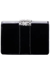 Nina Crystal Embellished Patent Flap Clutch