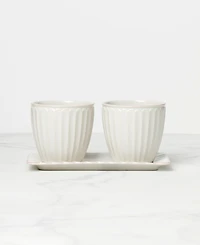 Lenox French Perle Scallop Herb Pots Tray Set