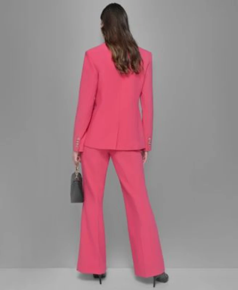 Karl Lagerfeld Paris Single Button Blazer Ruffled Blouse Wide Leg Pants