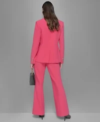 Karl Lagerfeld Paris Single Button Blazer Ruffled Blouse Wide Leg Pants