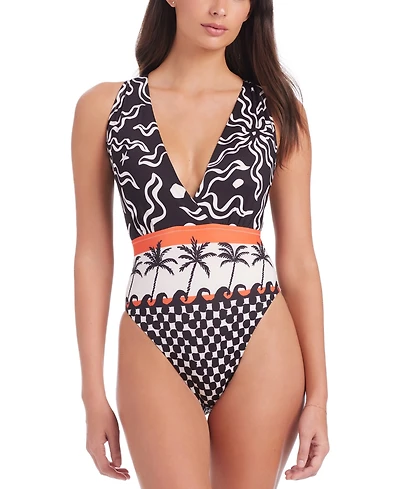 Sanctuary Women's Beach Conversations Plunge Mio One-Piece Swimsuit