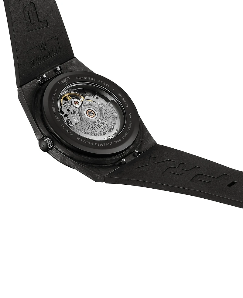 Tissot Men's Swiss Automatic Prx Powermatic 80 Black Rubber Strap Watch 40mm