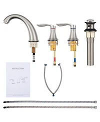gaomon Bathroom Sink Faucet, Faucet for Bathroom Sink, Widespread Brushed Nickel Bathroom Faucet 3 Hole (Brushed Nickel 2 Packs)