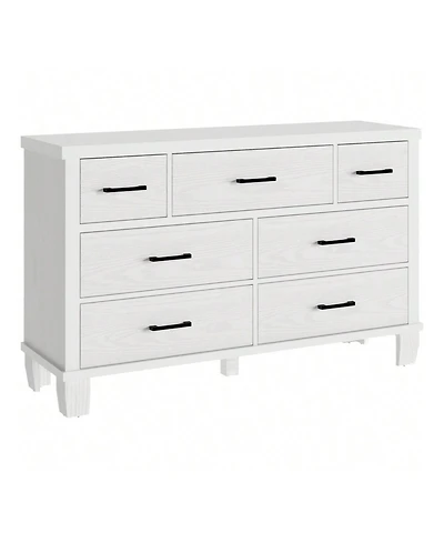 Vintage Dresser For Bedroom With 7 Drawers, Vintage Design Wood Drawer Dresser Chest Of Drawers For Closet, Living Room, Hallway, Nursery, Kids Bedroo