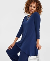 Jm Collection Women's 3/4-Sleeve Knit Top, Regular & Petites, Exclusively at Macy's