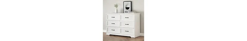 gaomon Dresser For Bedroom With 6 Drawers, Wood Drawer Dresser Chest Of Drawers For Closet, Living Room, Hallway, Nursery, Kids Bedroom(White)