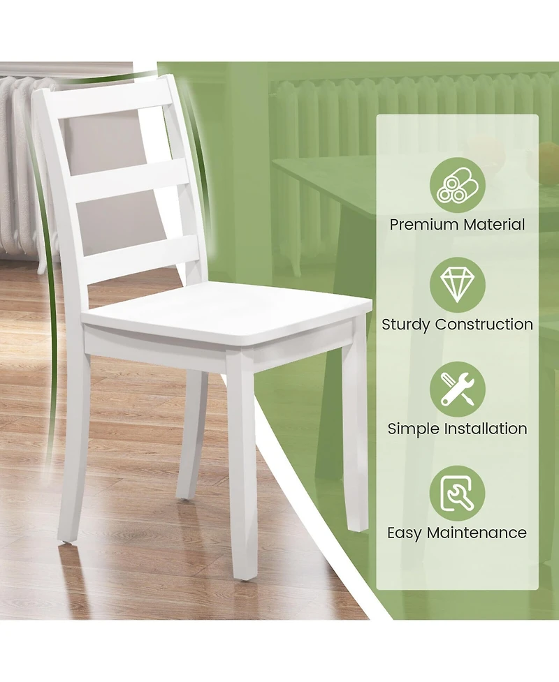 Gymax Dining Chairs Set of 2 Wood Dining Room Kitchen Side Chairs for Living Room